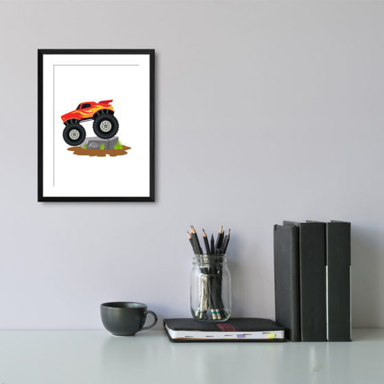 Red Flame Monster Truck Print - Image 2